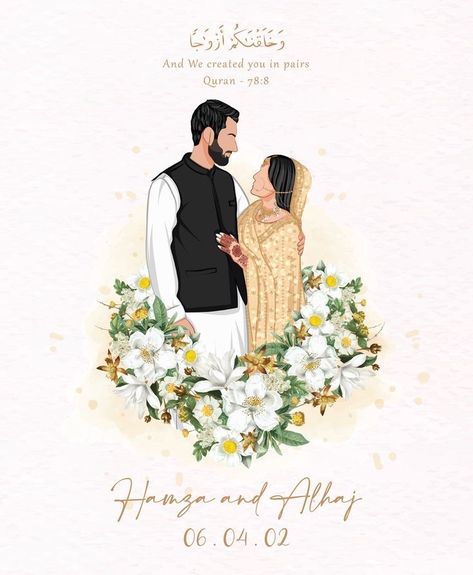 Wedding Cards Images, Wedding Illustration Card, Cartoon Wedding Invitations, Couple Illustration Wedding, Bride And Groom Cartoon, Wedding Couple Cartoon, Muslim Wedding Cards, Wedding Card Design Indian, Indian Wedding Invitation Card Design