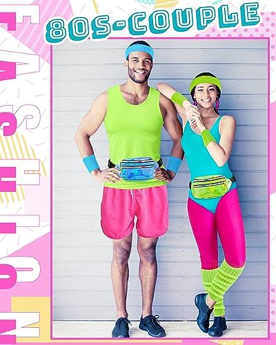 Leotard Leggings, Workout Costume, 80s Workout Costume, Fanny Pack Cute, 80s Workout, 80s Neon, Costumes Couples, Halloween Leggings, Couple Halloween