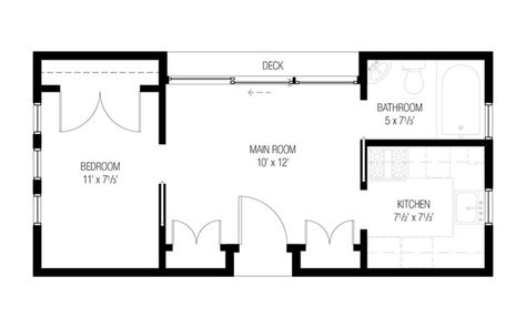 Plan 915-17 - Houseplans.com 12x24 Tiny House Floor Plans, Backyard Casita, Bunkie Plans, 12x24 Tiny House, Diy Tiny House Plans, Tumbleweed Tiny Homes, Tiny House Company, Diy Tiny House, Tiny House Layout