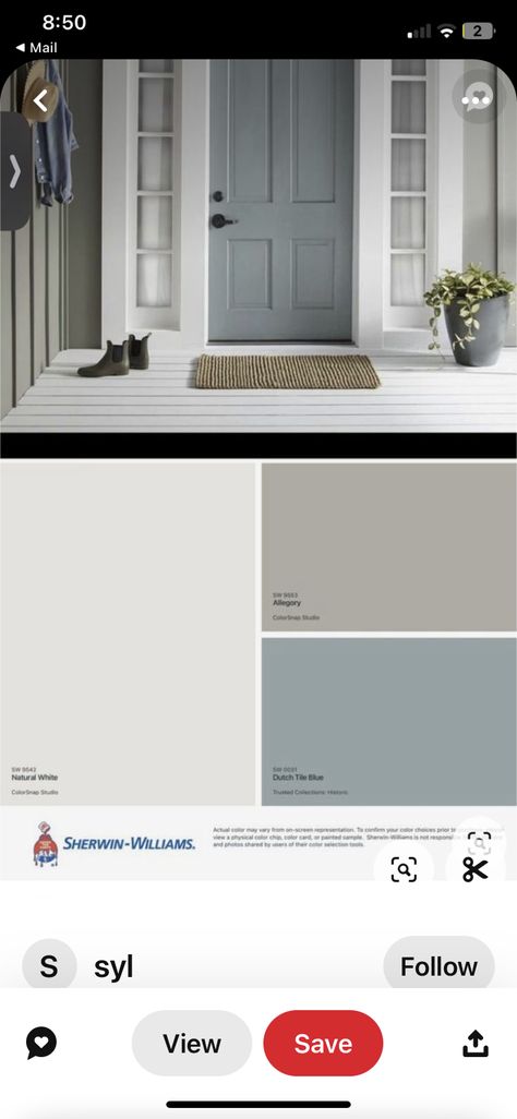 Silver Strand Sherwin Williams, Sherwin Williams Front Door, Front Door Colours, Door Colors, Olive Grove, Silver Strand, Paint Wall, Front Door Colors, House Paint