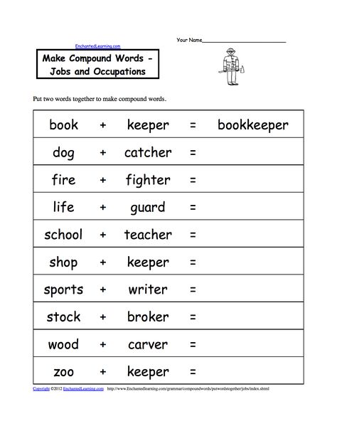 jobs worksheets | Make Compound Words: Jobs and Occupations Chart Sheet, 1st Grade Spelling, 3rd Grade Spelling, Compound Words Worksheets, Worksheet Kindergarten, Homework Worksheets, Thanksgiving Worksheets, Spelling Worksheets, Activity Sheets For Kids