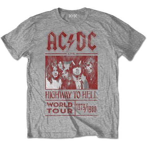 Highway To Hell, Blues Rock, High Quality T Shirts, Tour T Shirts, Ac Dc, Gray Tshirt, World Tour, Cotton Shorts, Cotton Tshirt