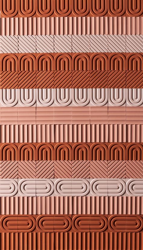 KAZA Design Award winner concrete tile in nude and terracotta colours. Concrete And Terracotta, Taplohat Modern, Terracotta Wall Design, Terracota Texture, Interior Design Terracotta, Terracotta Tile Texture, Pattern In Interior Design, Terracota Decor, Terracota Design