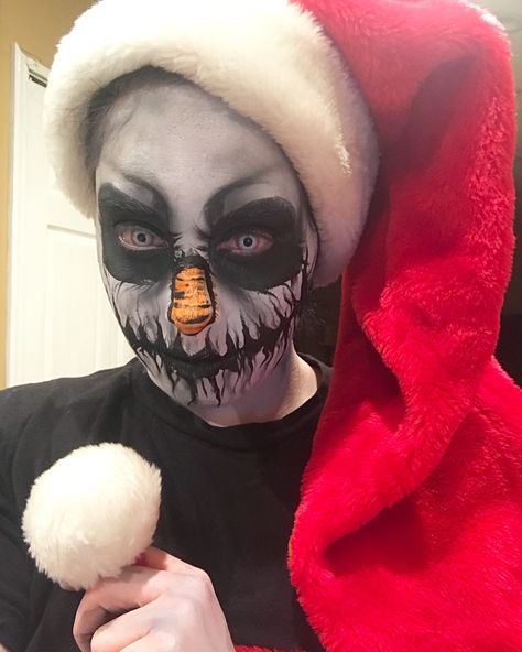 Evil Snowman Makeup by Ally Kara. @creativallyweird #sfx #makeup #specialeffectsmakeup #sfxmakeup #creativallyweird #evilsnowman #snowman Snowman Makeup, Evil Snowman, Evil Christmas, Haunt Makeup, Makeup Effects, Scary Christmas, Makeup Portfolio, Sfx Makeup, Christmas Costumes