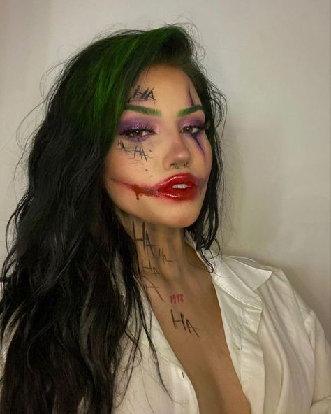 Joker Halloween Makeup, Halloween Smink, Joker Halloween Costume, Halloweenský Makeup, Kostum Halloween, Kostuum Halloween, Holloween Makeup, Joker Halloween, Joker Makeup