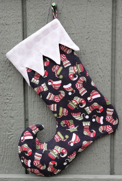 Let's Sew an Elf Christmas Stocking - Rosie and David Pattern Diy Christmas Stockings Ideas, Elf Stocking Pattern, Christmas Stocking Pattern Free, Stocking Pattern Free, Stockings Diy, Cute Christmas Stockings, Elf Stocking, Christmas Stockings Diy, Christmas Stocking Pattern