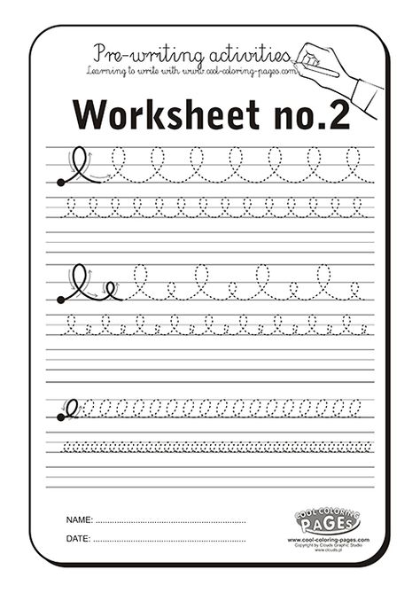 Pre-writing activities - Worksheet no.2 | Cool Coloring Pages Pre Cursive Writing Worksheets, Pre Writing Strokes, Pre Writing Worksheets, Cursive Activities, Writing Strokes, Teaching Cursive Writing, Educational Coloring Pages, Cursive Writing Practice Sheets, Alphabet Handwriting Practice