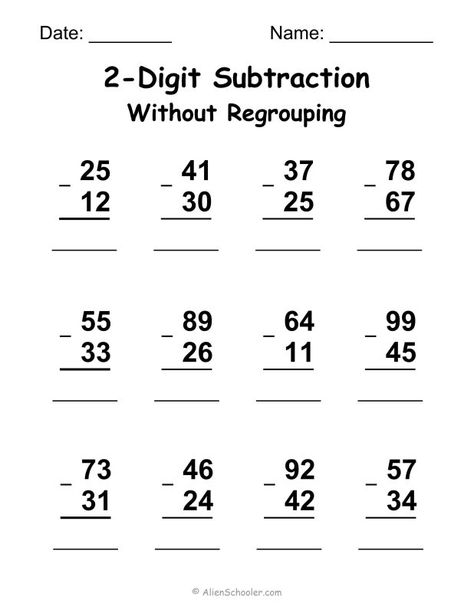 2-Digit Subtraction Without Regrouping - Worksheet 1 - Math Worksheets Two Digit Subtraction, Subtraction Without Regrouping, Subtraction With Regrouping Worksheets, Science Classroom Decorations, Mathematics Worksheets, 2nd Grade Math Worksheets, Learning English For Kids, 2nd Grade Worksheets, Subtraction Worksheets