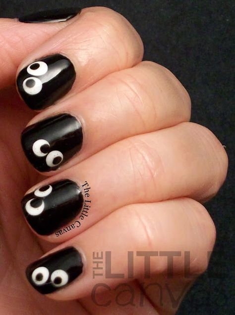 Funky Nail Designs, Fingernail Art, Eye Nail Art, Finger Nail Art, Crazy Nails, Googly Eyes, Halloween Nail Designs, Halloween Nail Art, Nail Polish Designs