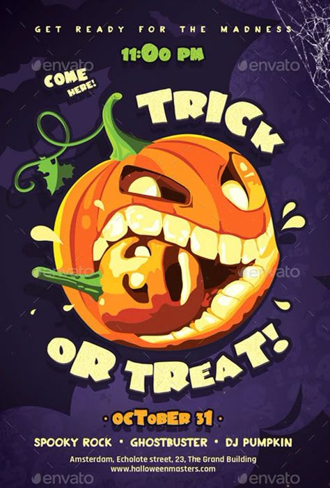 Trick or Treat Halloween Flyer Template - http://ffflyer.com/trick-or-treat-halloween-flyer-template/ Enjoy downloading the Trick or Treat Halloween Flyer Template created by MoaRosegood    #Club, #Cosplay, #Costume, #Dance, #Dj, #Edm, #Electro, #Event, #Halloween, #Nightclub, #Party, #Retro Street Churros, Halloween Ads, Halloween Lunch, Halloween Downloads, Halloween Party Flyer, Dulces Halloween, Holiday Symbols, Halloween Templates, Pajama Day