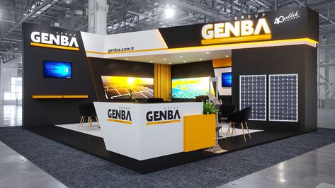 GENBA - EIF 2020 - Exhibition Stand | Behance Solar Exhibition Stand Design, Mdf Jali, Interior Design Exhibition, Small Booth, Props Design, Exhibition Stall Design, Stall Design, Design Exhibition, Exhibition Stall