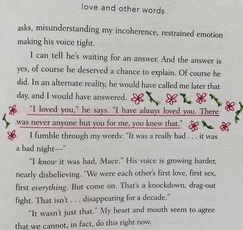 I Love Her Book Quotes, Wholesome Book Quotes, Love Confessions Book Quotes, Love In Other Words Book, Best Love Book Quotes, Love And The Other Words Book, Fictional Love Quotes, Cute Book Quotes Relationships, Cute Love Book Quotes