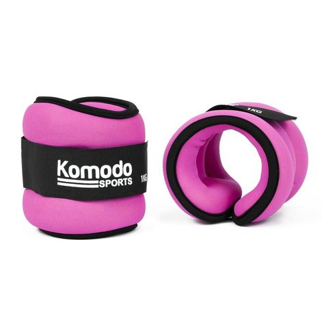 Pink Neoprene Wrist and Ankle Weights 1kg Adjustable straps - 0.5kg each weight #Komodo Wrist Weights, Barbell Weights, Muscular Endurance, Increase Heart Rate, Ankle Weights, Resistance Band Set, Running Fashion, Komodo, Exercise Fitness