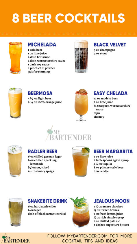 Beer Cocktails Beer Mixed Drinks, Shots Alcohol Recipes, Beer Cocktail Recipes, Bartender Drinks Recipes, Ginger Beer Cocktail, Bartender Drinks, Cocktail Drinks Alcoholic, Yummy Alcoholic Drinks, Liquor Drinks