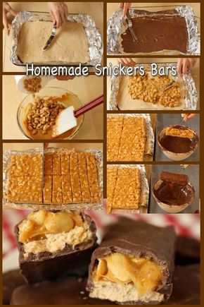 Snickers Bars Recipe, Homemade Snickers Bars, Snickers Recipe, Homemade Candy Bars, Snickers Candy Bar, Homemade Snickers, Kolaci I Torte, Snickers Bar, Läcker Mat