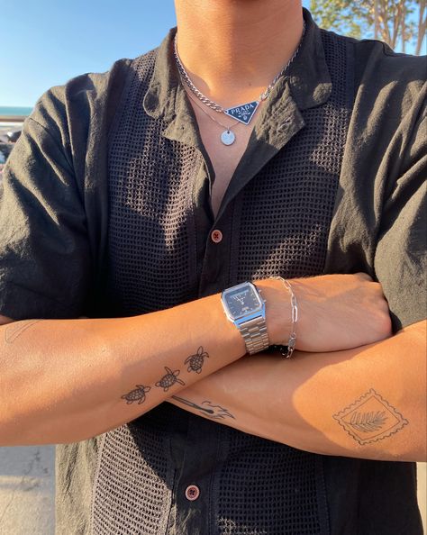 Small Money Tattoos For Men, Guys Tattoos Aesthetic, Summer Tattoo Men, Mens Tattoos Aesthetic, Small Male Tattoos Men, Tattoo Guy Aesthetic, Tattoed Guys Aesthetic, Arm Tattoo Men Minimalist, Asthetic Tattoos Mens