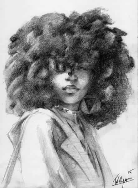 Black girl drawing Women Art, Black Women Art, A Drawing, A Black, Curly Hair, A Woman, Black Women, Black And White, Hair