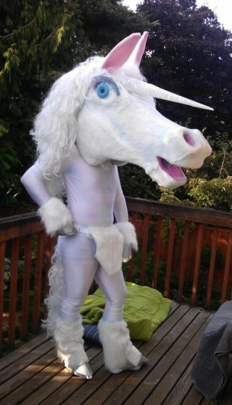 The costume took 11 months of off and on work. The head is sculpted foam upholstered in fabric. Hopefully you enjoy it! Diy Unicorn Costume, Unicorn Halloween Costume, Costumes For Adults, Homemade Costume, Costume Works, Homemade Halloween Costumes, Unicorn Halloween, Unicorn Costume, Unique Halloween Costumes