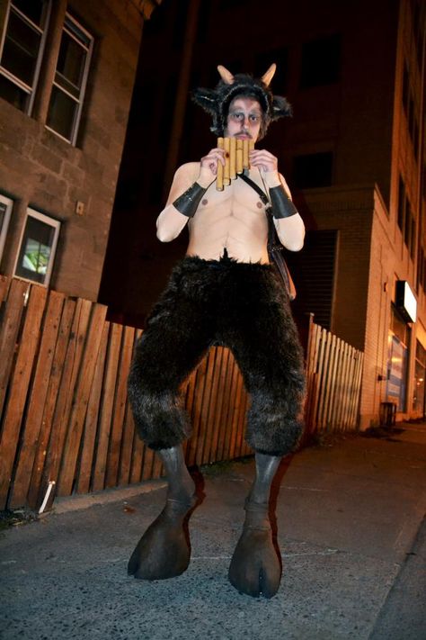 Satryre (half man half goat) Satyr Cosplay Male, Half Goat Half Human, Half Man Half Goat, Horns Costume, Pan Flute, Homemade Costume, Homemade Halloween Costumes, Unicorn Costume, Half Man