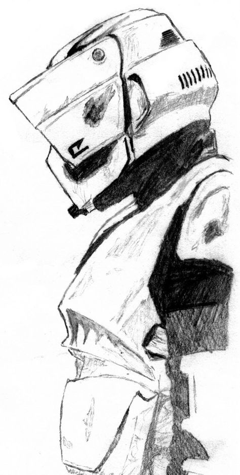 Star Wars Scout Trooper Art, Biker Scout Star Wars, Scout Trooper Art, How To Draw Star Wars, Star Wars Drawing Ideas, Clone Trooper Drawing, Star Wars Scout Trooper, Ray Star Wars, Star Wars Art Drawings