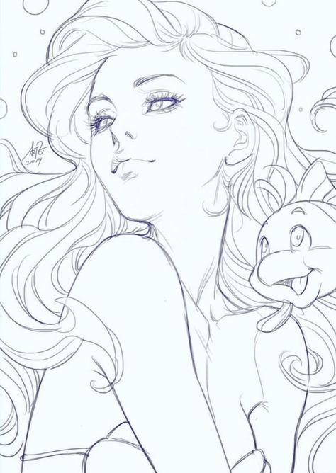 Cool Coloring Pages Aesthetic, Moana Sketch, Art Sketches Girl, Moana Sketches, Stanley Artgerm, Coloring Pages Aesthetic, Pages Aesthetic, Mermaid Drawings, After Effect