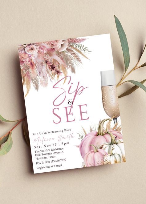 Sip And See Party Invitations, Sip And See Themes, Sip And See Party, Sip And See Invitation, Sip N See, Tropical Birthday Invitations, Boho Florals, Sip And See, Email Invitation