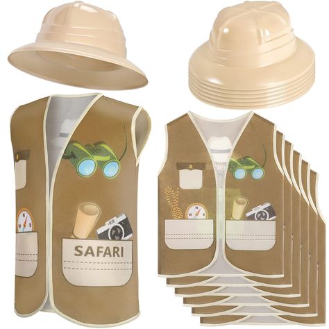 PRICES MAY VARY. Abundant in One Set: you will get 6 pairs of safari party costumes including 6 pieces of pith helmets and 6 pieces of safari adventurer vests, enough amount can meet kids' party dress needs, making all the kids enjoy the party on a safari Cute Design: safari hats and party vest sets are very cute and fun, safari party hats select classic hunting khaki tan style, can fit almost any size for kids, safari party vests design with a lot of safari elements such as telescope, compass, Safari Kids Party, Safari Hats, Theme Jungle, Mickey Birthday Party, Safari Theme Birthday, Safari Dress, Halloween Party Decorations, Safari Theme Party, Safari Birthday Party