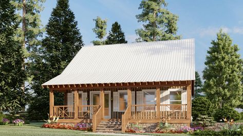 Cabin & Cottage House Plan Front of Home - Aspen Falls Acadian Style Home 155D-0005 | House Plans and More Board And Batten Cabin, Bungalow Cottage, Southern Style House Plans, Cabin House, Cabin House Plans, Country Style House Plans, Cottage Plan, Farmhouse House, Farmhouse Plan