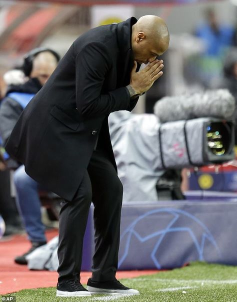 Monaco coach Thierry Henry can't hide his frustration after disappointing European campaign Thierry Henry, As Monaco, Borussia Dortmund, Champions League, Monaco, Victorious, Football, Collage, Pins