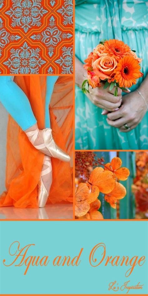 Wedding Ideas Blue, Orange Wedding Decorations, Turquoise Color Scheme, Textil Design, Color Schemes Colour Palettes, Color Collage, Color Palette Design, Orange And Turquoise, Wedding Color