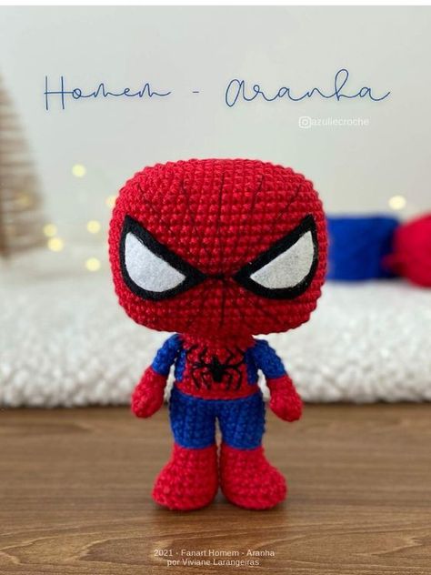 Crochet Funko Pop, Funko Spiderman, Amigurumi Spiderman, Crochet Spiderman, Chibi Spiderman, Doll Amigurumi Free Pattern, Crochet Doll Tutorial, Easy Crochet Animals, Crochet Disney