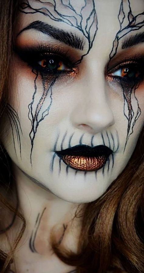 Dark Faerie Makeup, Dark Fairy Makeup Ideas, Evil Witch Makeup, Evil Fairy Makeup, Dark Fantasy Makeup, Faerie Makeup, Scary Witch Makeup, Evil Makeup, Dark Fairy Makeup