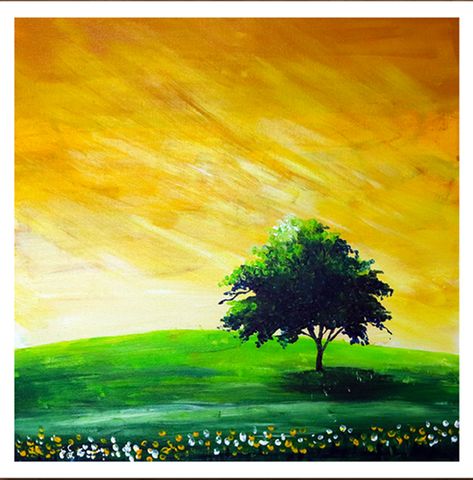 Sunny Day Painting, City Painting, Amazing Art Painting, Painting Art Projects, Tree Painting, Sunny Day, Painting Art, Amazing Art, Sunny Days