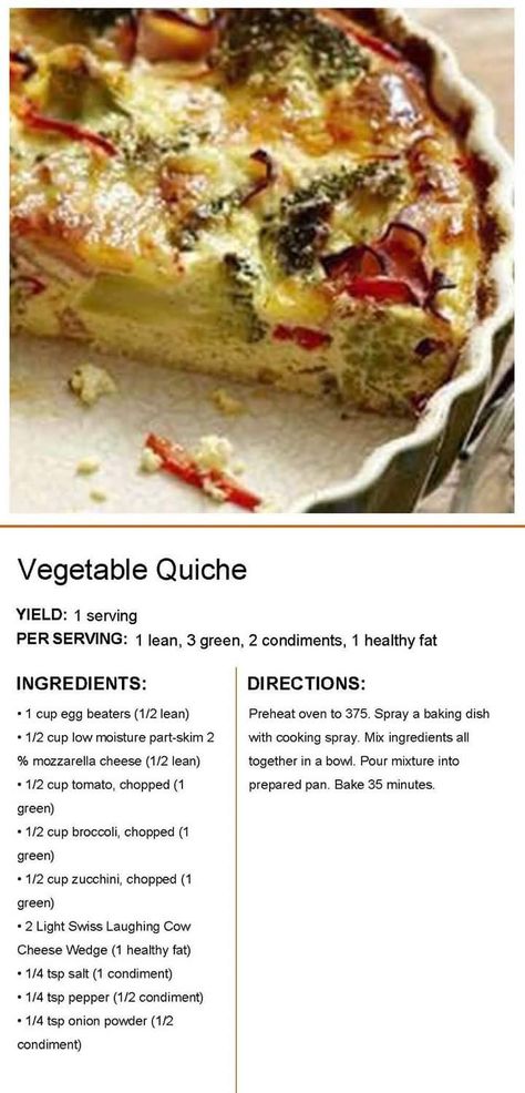 Lean And Green Egg Bake, Lean And Green Meals Optavia 5&1 Eggs, Optavia Quiche Recipes, Lean And Green Breakfast Recipes, Optavia Vegetarian, Optiva Recipes, Optavia Meals, Green Diet, Optavia Lean And Green