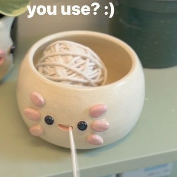 cotta ceramics on Instagram: "new wheel-thrown yarn bowls for this upcoming restock on August 22nd at 3pm PST! :)" Crochet Ceramic Bowl, Clay Yarn Bowls, Clay Knitting Bowl, Clay Diy Bowl, Ceramics On The Wheel, Ceramic Yarn Bowl Ideas, Cute Yarn Bowl, Pinch Pot Ideas Ceramics Animals, Pottery Yarn Bowl