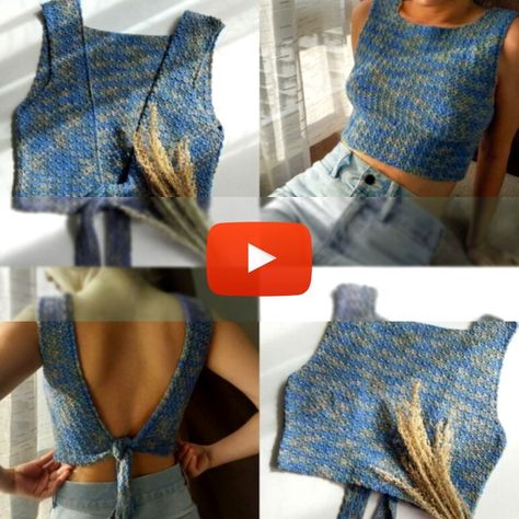 Open Back Crochet Top, Crochet Top Free Pattern, Beginner Knitting, Cardigan Design, Summer Outfits For Moms, Scarf Knitting, Crochet Clothes For Women, Knitting Patterns Free Cardigans, Textured Top