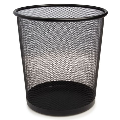 Trash can waste basket or recycling bin Durable metal mesh, solid base retains spills Breathable, allows odors to air out, not build up Steel w/ powder-coating to protect from corrosion Lightweight yet stable, won’t easily tip over Gamer House, Dorm Room Supplies, Bedroom Trash Can, Loads Of Money, Back To University, Metal Net, Outdoor Trash Cans, Kitchen Trash Can, College Dorm Room Ideas