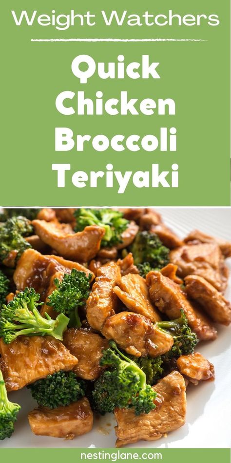 Graphic for Pinterest of Weight Watchers Chicken Broccoli Teriyaki Recipe. Broccoli Teriyaki, Chicken Breast Stir Fry, Low Fat Dinner Recipes, Teriyaki Chicken Stir Fry, Teriyaki Stir Fry, Low Fat Chicken, Easy Teriyaki Chicken, Teriyaki Recipe, Chicken Receipes