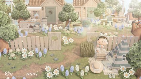 Acnh Resident Services Cottagecore, Acnh Fairytale Designs, Grandma Core Animal Crossing, Grandma Core Acnh, Acnh Meadowcore, Acnh Strawberry, Town Inspiration, Pocket Neighborhood, Happy Home Designer