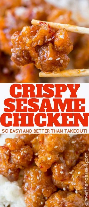 Crispy Sesame Chicken, Easy Sesame Chicken, Chinese Chicken Recipes, Sesame Chicken Recipe, Better Than Takeout, Mapo Tofu, Chicken Easy, Sesame Sauce, Easy Chinese Recipes