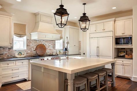 Cottage kitchen. Exposed Brick Kitchen Backsplash, Exposed Brick Kitchen, Kitchen Brick, Painting Brick, Brick Kitchen Backsplash, Brick Backsplash Kitchen, Farmhouse Kitchen Backsplash, Brick Kitchen, Brick Backsplash