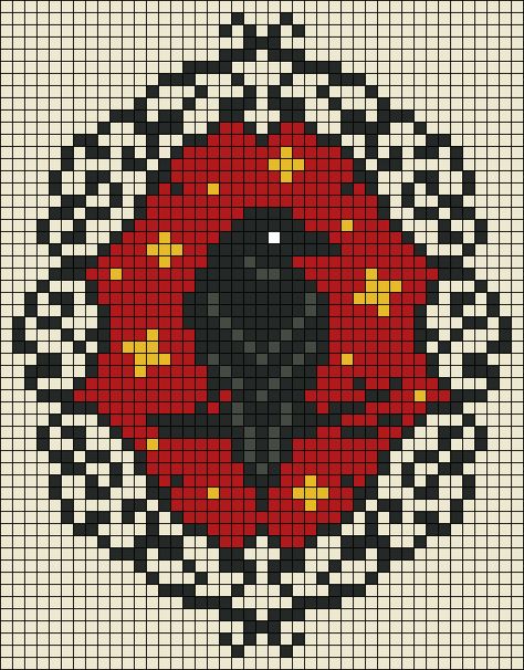 Plague Doctor Alpha Pattern, Crochet Color Work Chart, Horror Sewing Projects, 20x20 Pixel Art Grid, Cross Stitch Gothic Pattern, Cross Stitch Signs, Raven Alpha Pattern, Small Pixel Crochet Pattern, Mothman Alpha Pattern