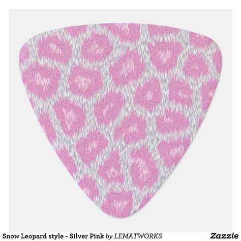 Pink Guitar Pick, Cool Guitar Picks, Silver Guitar, Pink Guitar, Leopard Style, Leopard Fashion, Guitar Accessories, Guitar Picks, Snow Leopard