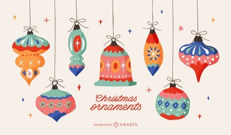 Christmas Ornament Illustration Pack #AD , #Ornament, #Illustration, #Pack, #Christmas Vintage Ornaments Illustration, Xmas Moodboard, Cny Dragon, Christmas Pokemon, Ornament Illustration, Ideas Illustration, Christmas Drawings, Pink Christmas Ornaments, Christmas Background Images