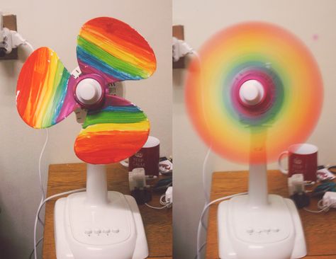 Rainbow Fan Creation - by Kate   - use craft paint (fabric paint will come off) - paint stripes of rainbow - leave to dry overnight  There you have it! c:  #rainbow_fan  #rainbow #colorful #crafts #DIY #colors #home_decor Prismatic Aesthetic, Colorful Crafts, Rainbow Fan, Painted Fan, Paint Fabric, Pinterest Diy Crafts, Crystal Dragon, Craft Paint, Rainbow Aesthetic