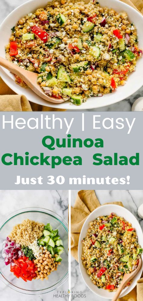 Refreshing Quinoa Salad, Quinoa Salad With Chickpeas, Chickpea And Quinoa Salad, Quinoa And Chickpea Salad, Quinoa Salad Dressing, Chickpea Quinoa Salad, Ancient Grains Recipes, Ancient Food, Quinoa Chickpea Salad