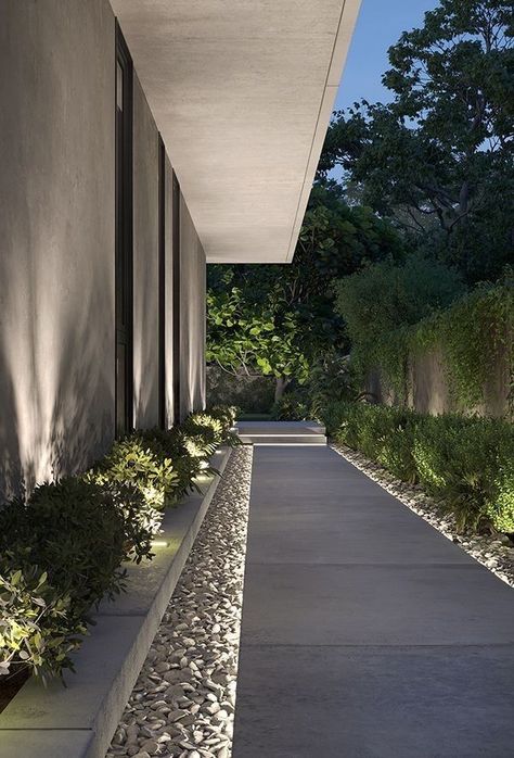 Backyard Side Entrance Ideas, Driveway Lighting Ideas, Entrance Foyer Design, Ideas Jardin, Apartment Entrance, Driveway Lighting, Driveway Entrance, Modern Backyard Landscaping, Entrance Foyer