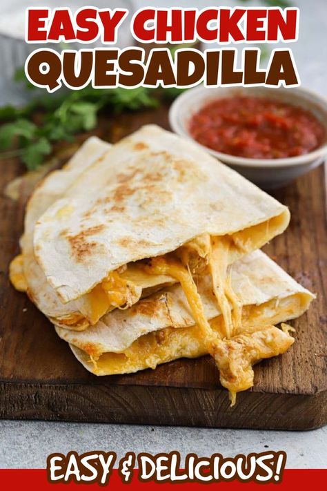 Simple Quick Dinner, Easy Chicken Quesadilla, Chicken Tortilla Recipe, Chicken Quesadillas Easy, Easy Chicken Quesadilla Recipe, Chicken Breast Tacos, Chicken Tacos Recipe Easy, Cheese Quesadilla Recipe, Easy Quesadilla