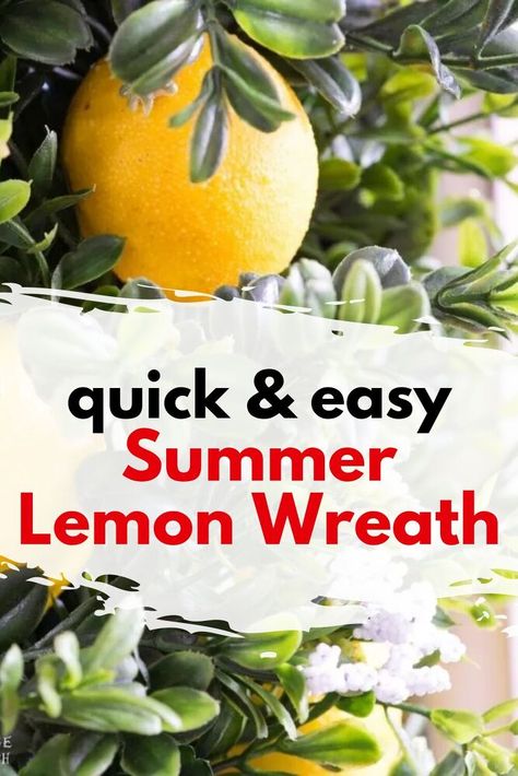 Wreath With Lemons, Lemon Porch Decor Ideas, Lemon Front Porch Decor, Lemon Wreath Ideas, Lemon Porch Decor, Lemon Wreaths For Front Door, Lemon Wreath Diy, Diy Outdoor Candles, Lemon Diy