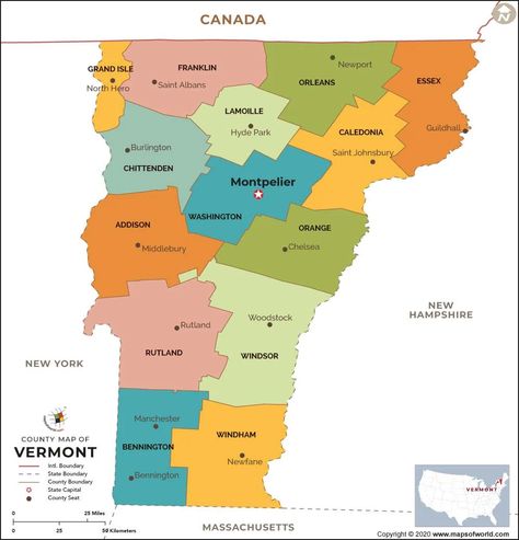 Vermont County Map Blank World Map, Cities In Africa, Bennington Vermont, Asia City, America City, South America Map, Grand Isle, Mexico Map, Canada Map